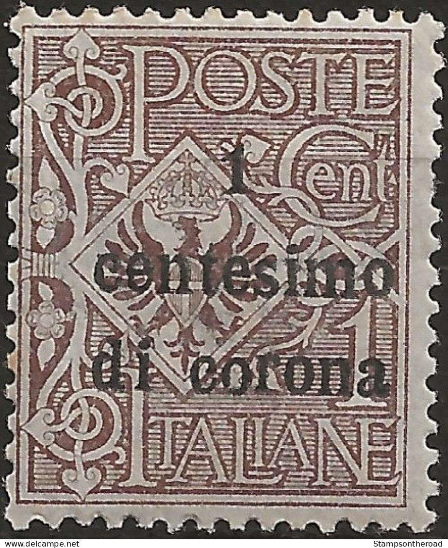 TRTT1NB,1919 Terre Redente - Trento E Trieste, Sassone Nr. 1, Francobollo Nuovo Senza Linguella **/ Centratura Discreta - Trento & Trieste