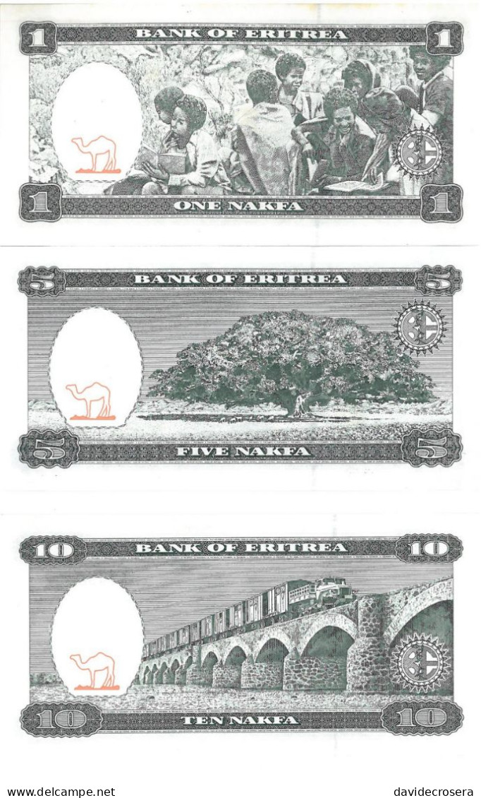 ERITREA 1, 5, 10 NAKFA 1997 - Eritrea