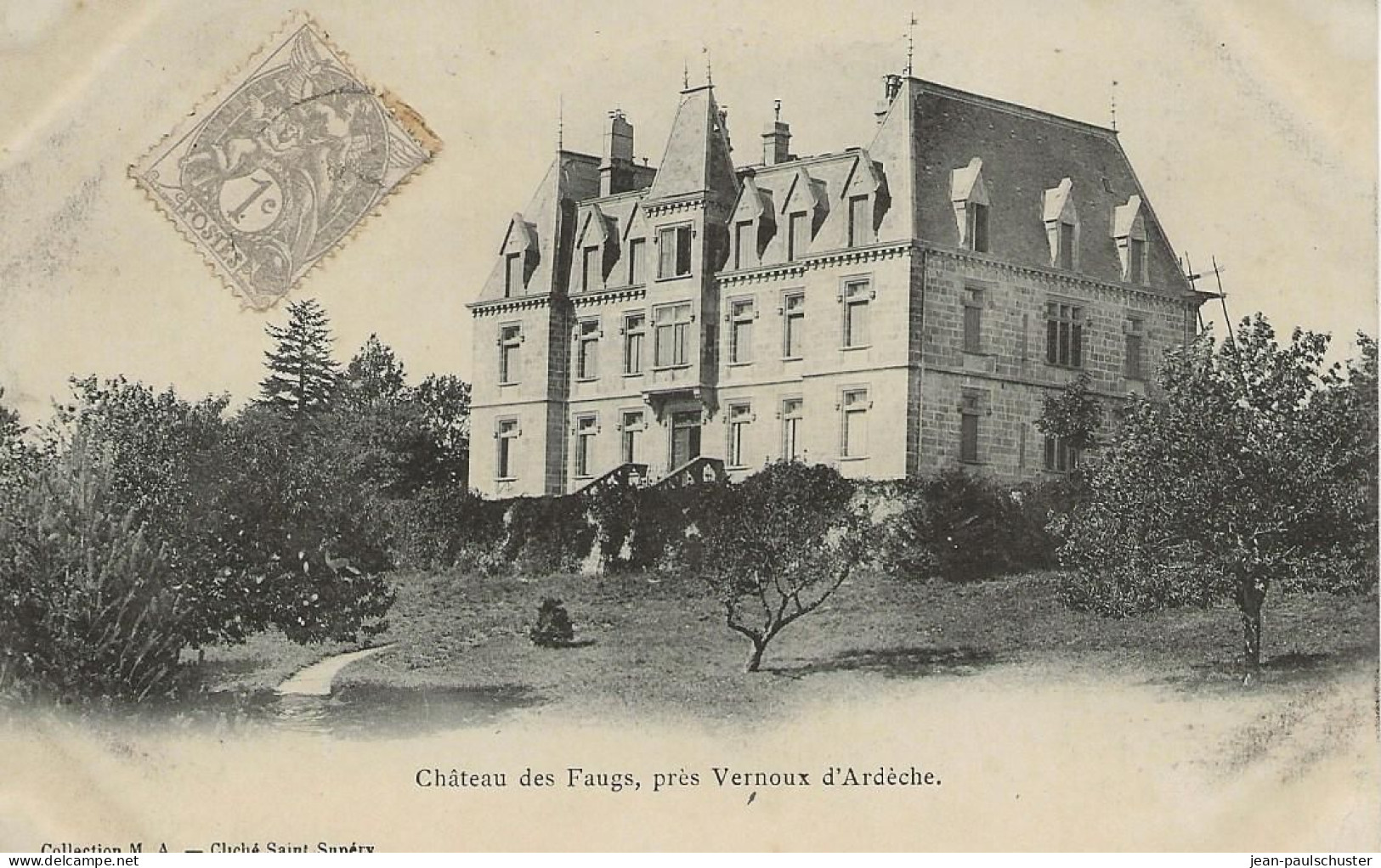07 - Château Des Faugs , Près Vernoux D'Ardèche ** CPA Précurseur Animée ** - Vernoux