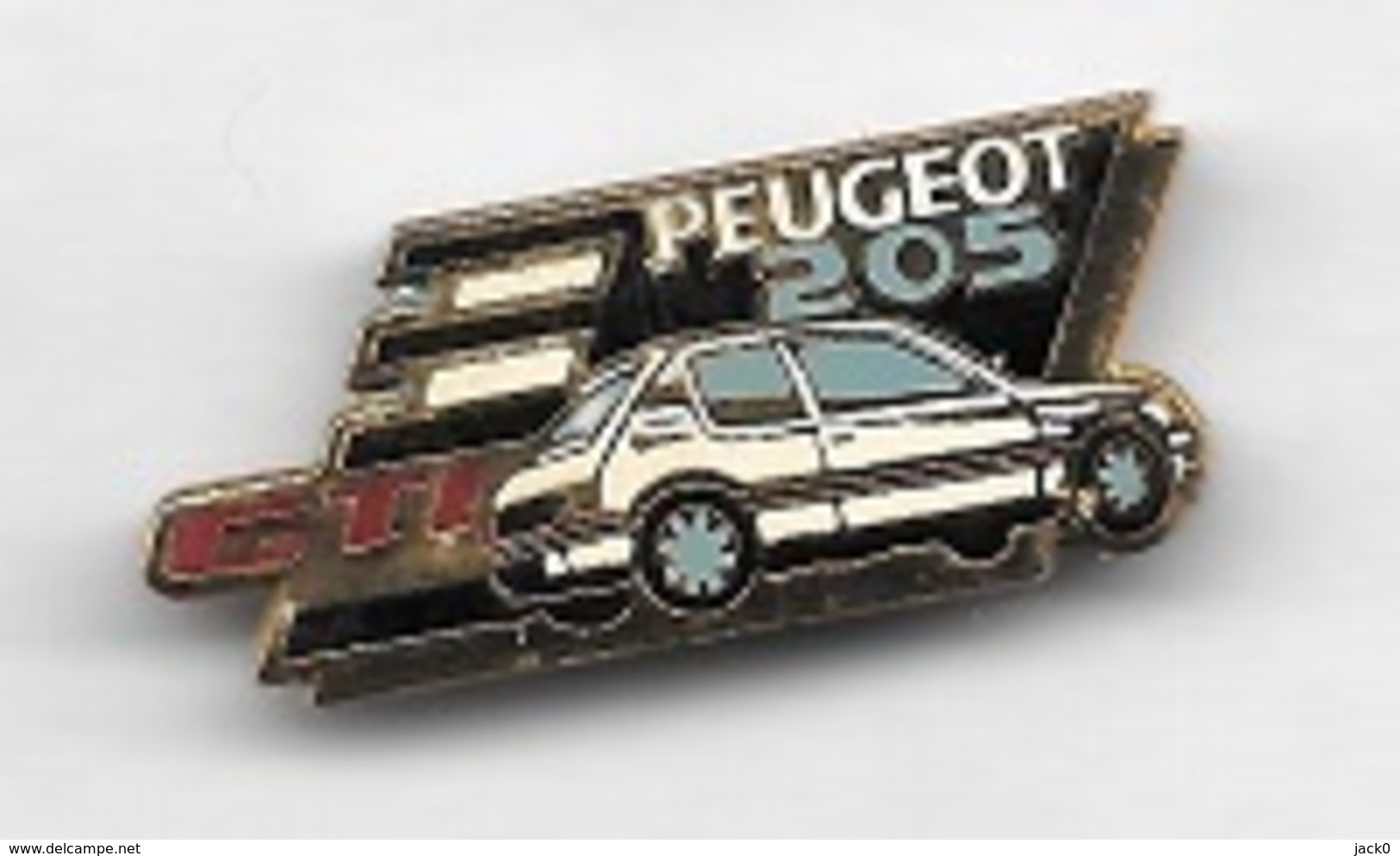 Pin's  Automobiles  PEUGEOT  GTI  205  Blanche  ( 205  écrit  En  Blanc  ) - Peugeot