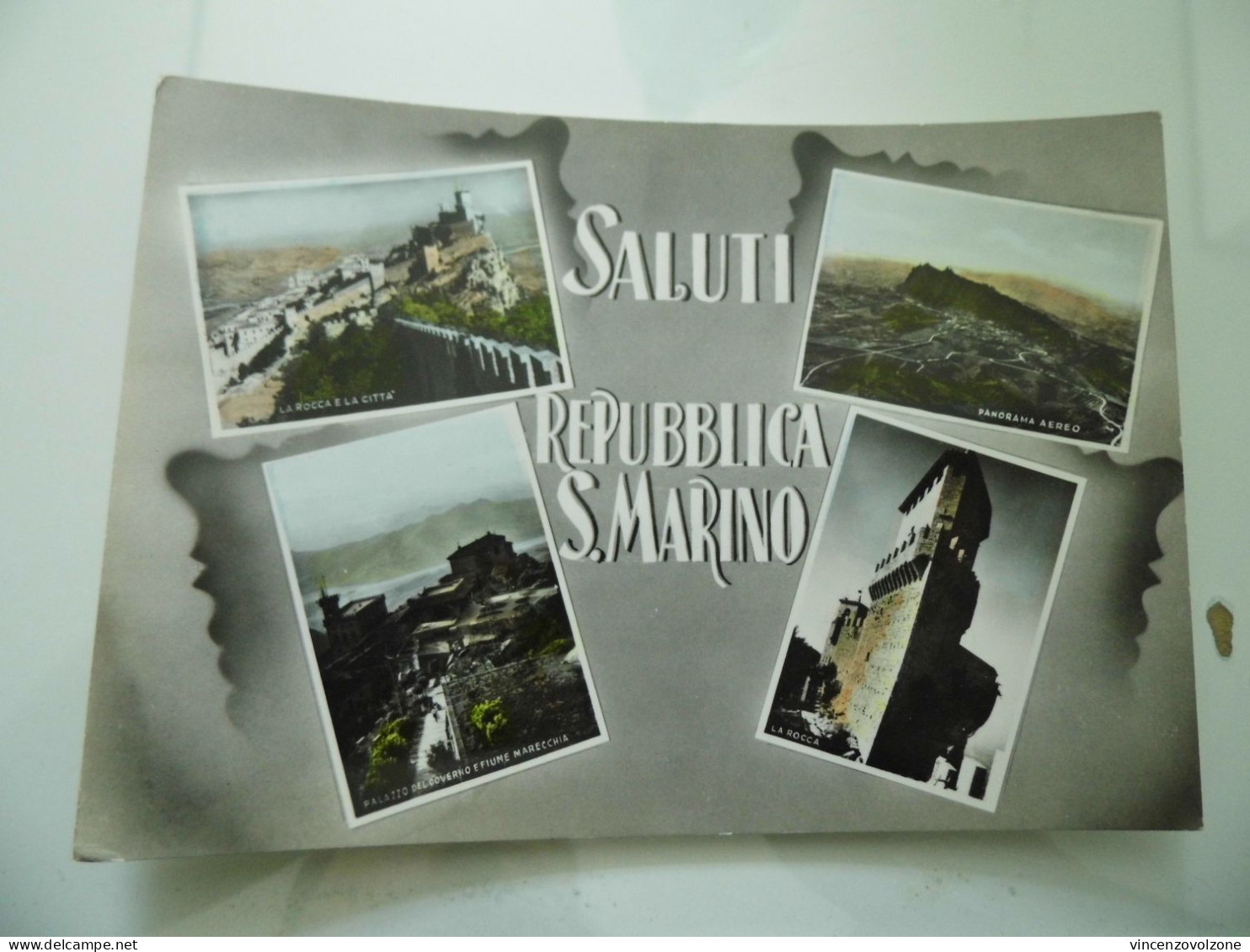 Cartolina Viaggiata "SALUTI REPUBBLICA DI SAN MARINO"  Vedutine 1955 - Saint-Marin