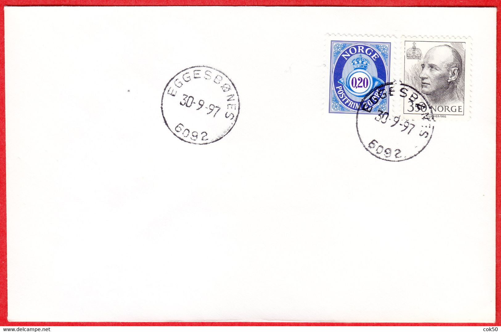 NORWAY -  6092 EGGESBØNES - 22 Mm Ø (Møre & Romsdal County) - Last Day/postoffice Closed On 1997.09.30 - Ortsausgaben