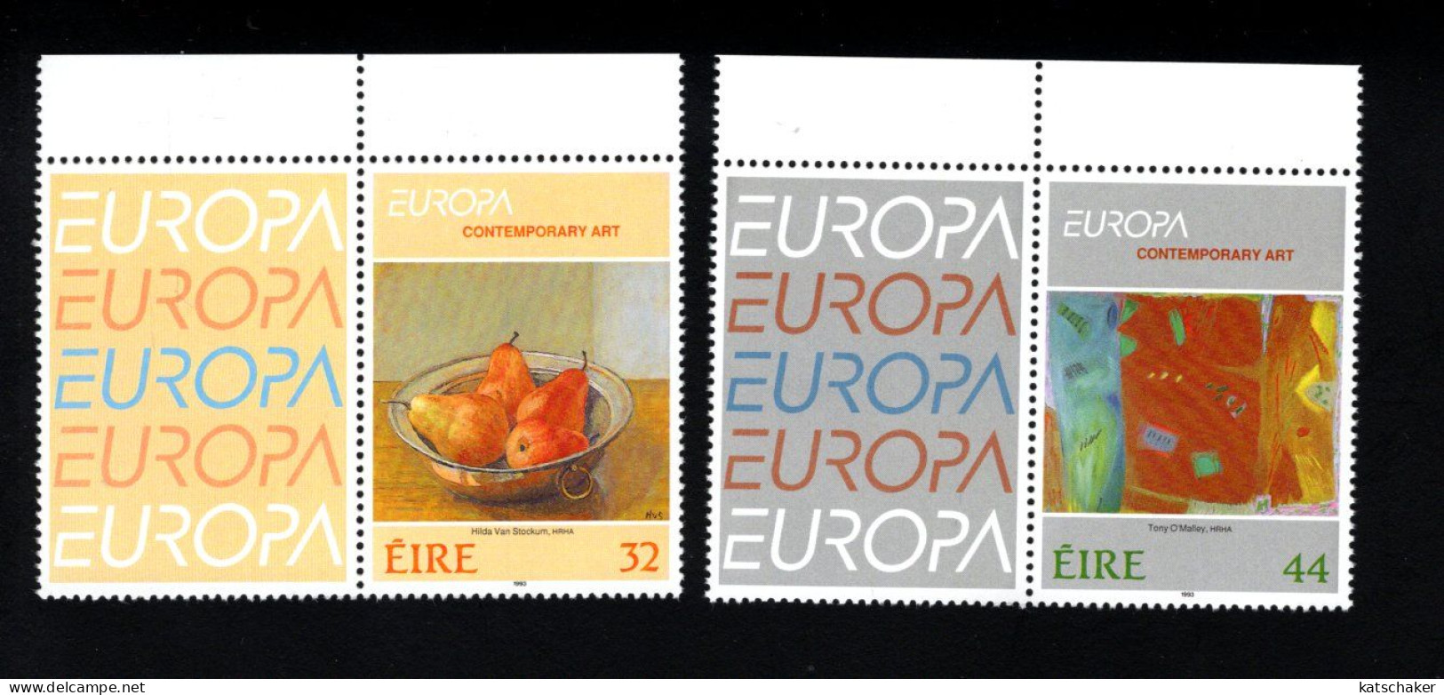 1993956119 1993 SCOTT 895 896  (XX) POSTFRIS MINT NEVER HINGED - EUROPA ISSUE - PAINTINGS COMPTEMORARY ART  LABEL LEFT - Unused Stamps