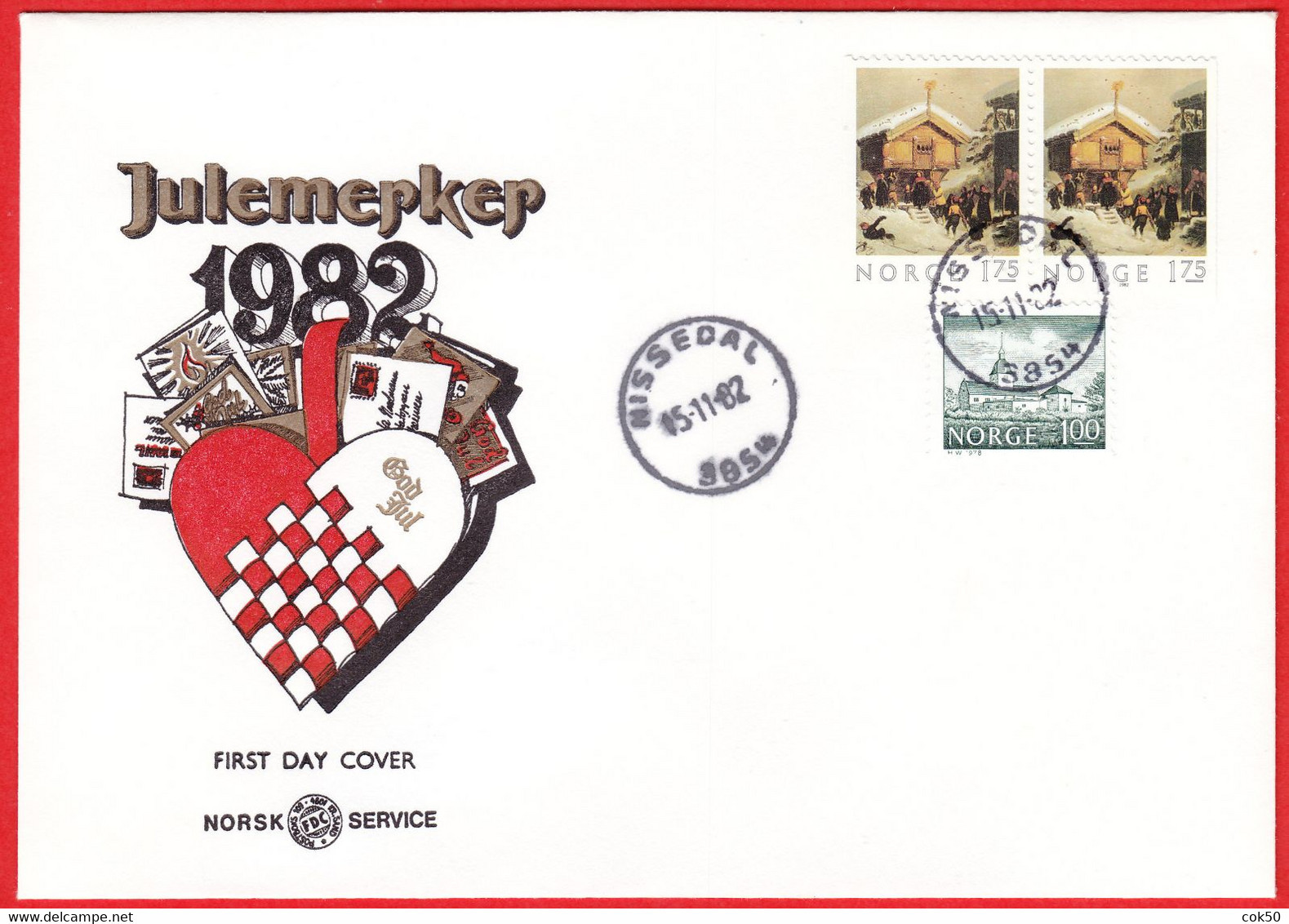 NORWAY FDC 1982 «Christmas Booklet Issue» - "geographic Correct" Cacheted Cover From Nissedal - FDC