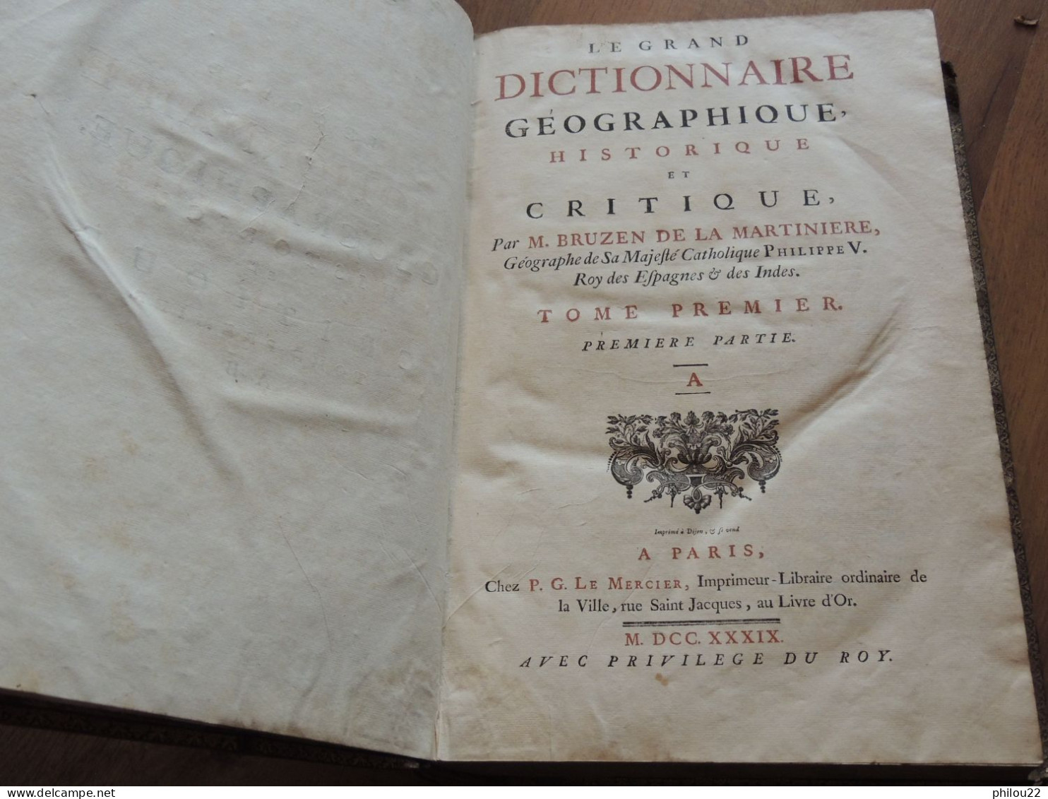 BRUZEN de LA MARTINIERE - Le grand dictionnaire géographique.. 6/6 in-folio 1739