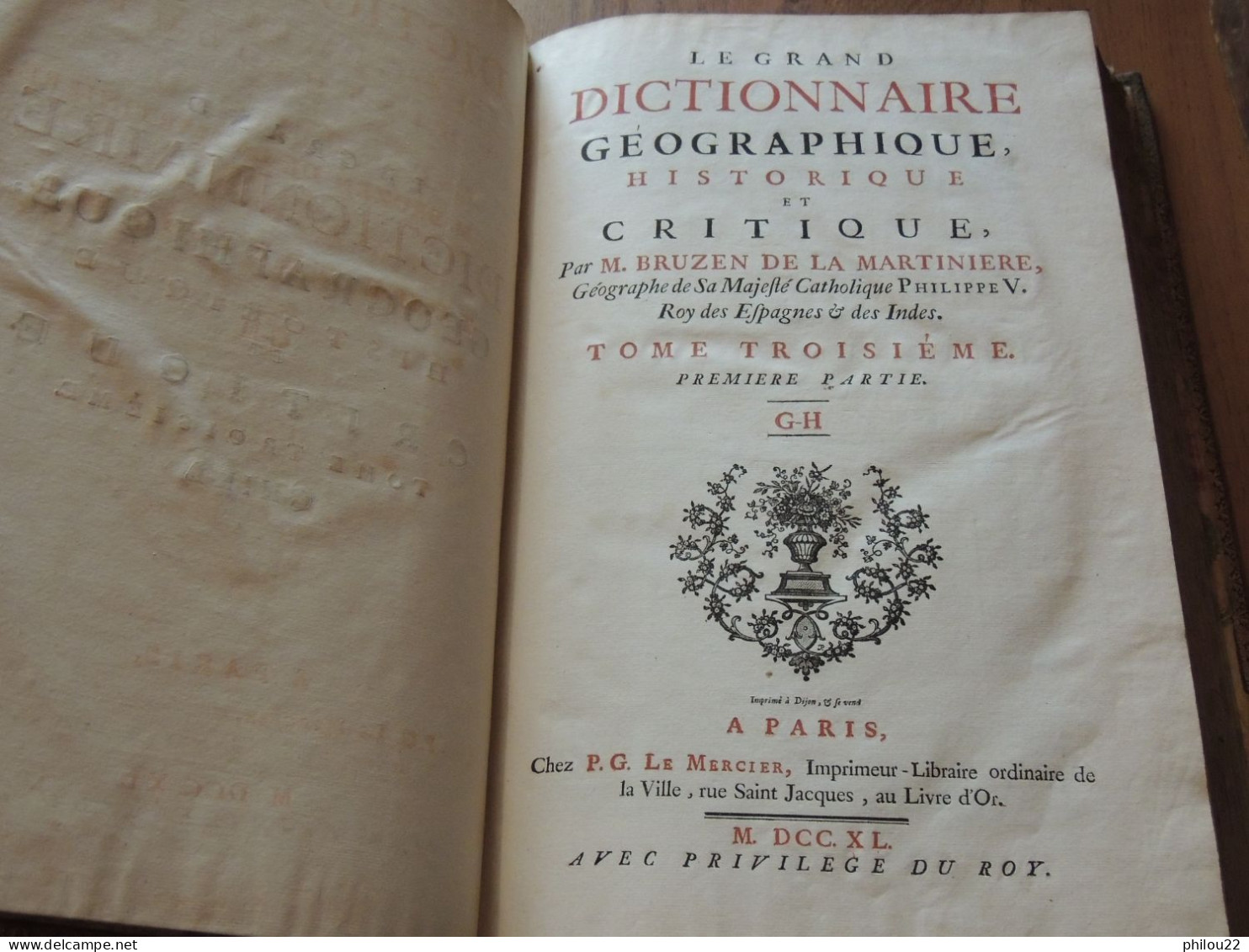 BRUZEN de LA MARTINIERE - Le grand dictionnaire géographique.. 6/6 in-folio 1739