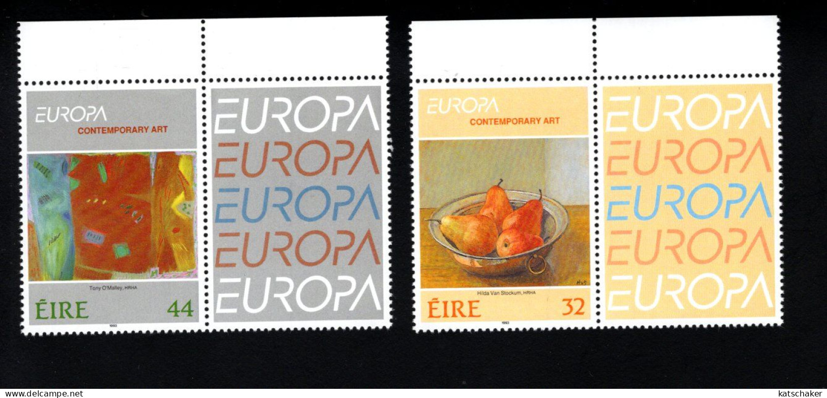 1993956902 1993 SCOTT 895 896  (XX) POSTFRIS MINT NEVER HINGED - EUROPA ISSUE - PAINTINGS COMPTEMORARY ART  LABEL RIGHT - Ungebraucht