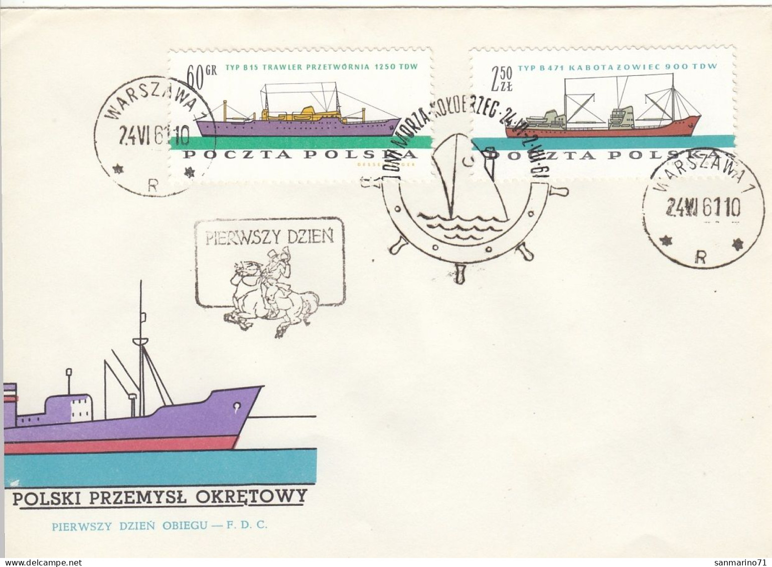 FDC POLAND 1238,ships - FDC