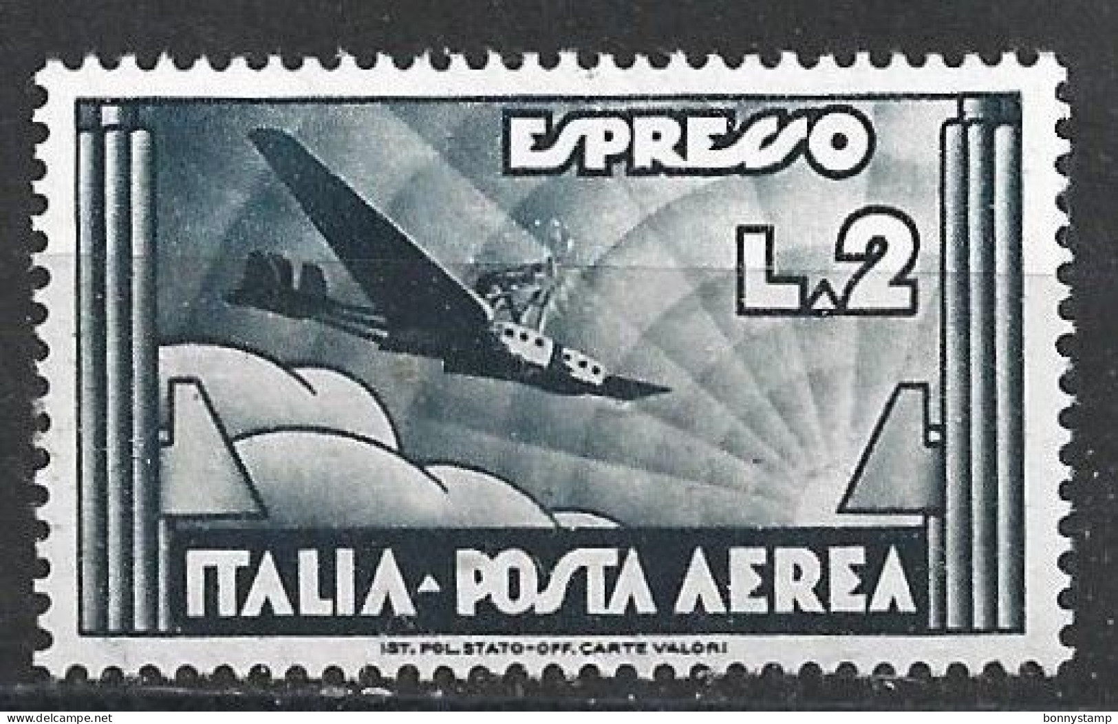 Regno D'Italia, 1934 - 2 Lire Espresso Aereo - Nr.A73 MNH** - Eilsendung (Eilpost)