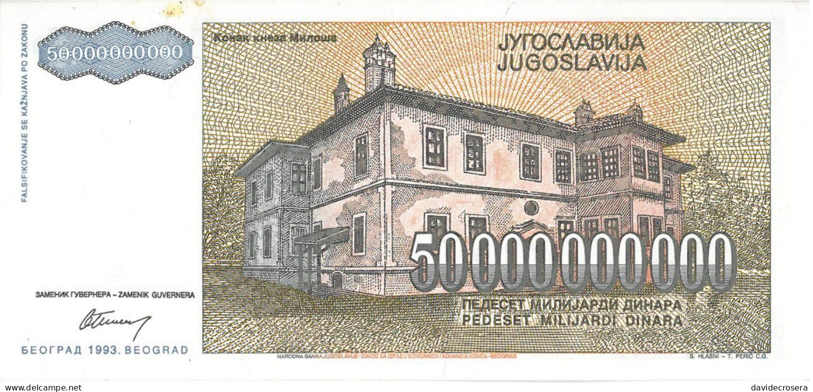 YUGOSLAVIA 50.000.000.000 DINARA 1993 P-136 - Jugoslavia