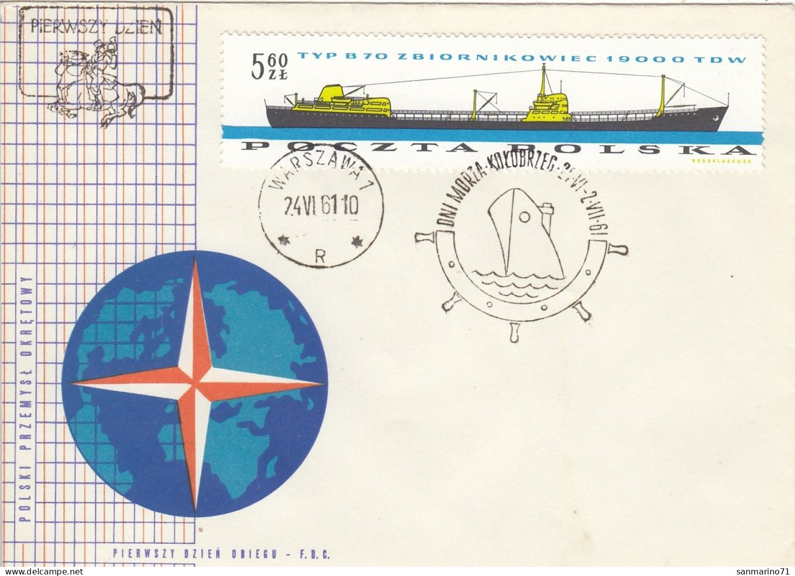 FDC POLAND 1243,ships - FDC