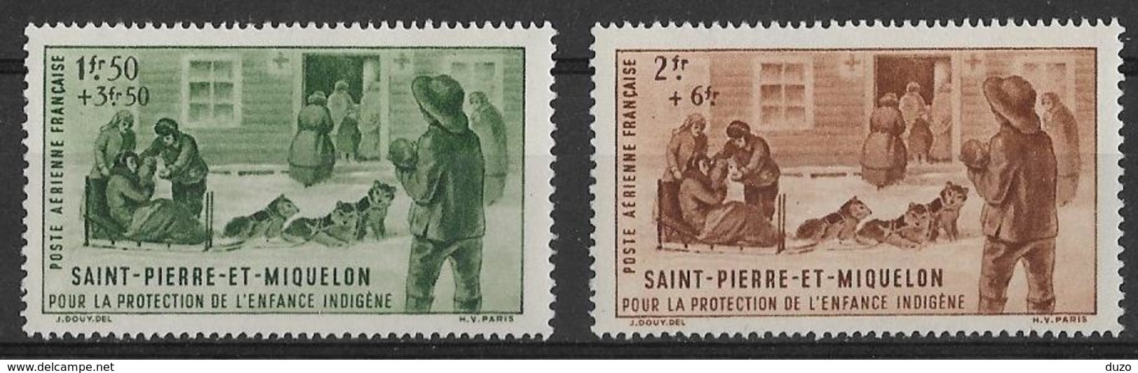 Saint-Pierre-et-Miquelon 1942 - Protection De L'enfance Indigène - PA  Y&T - N° 1/2 ** P A -  Neufs Luxe (T.B.) - Neufs