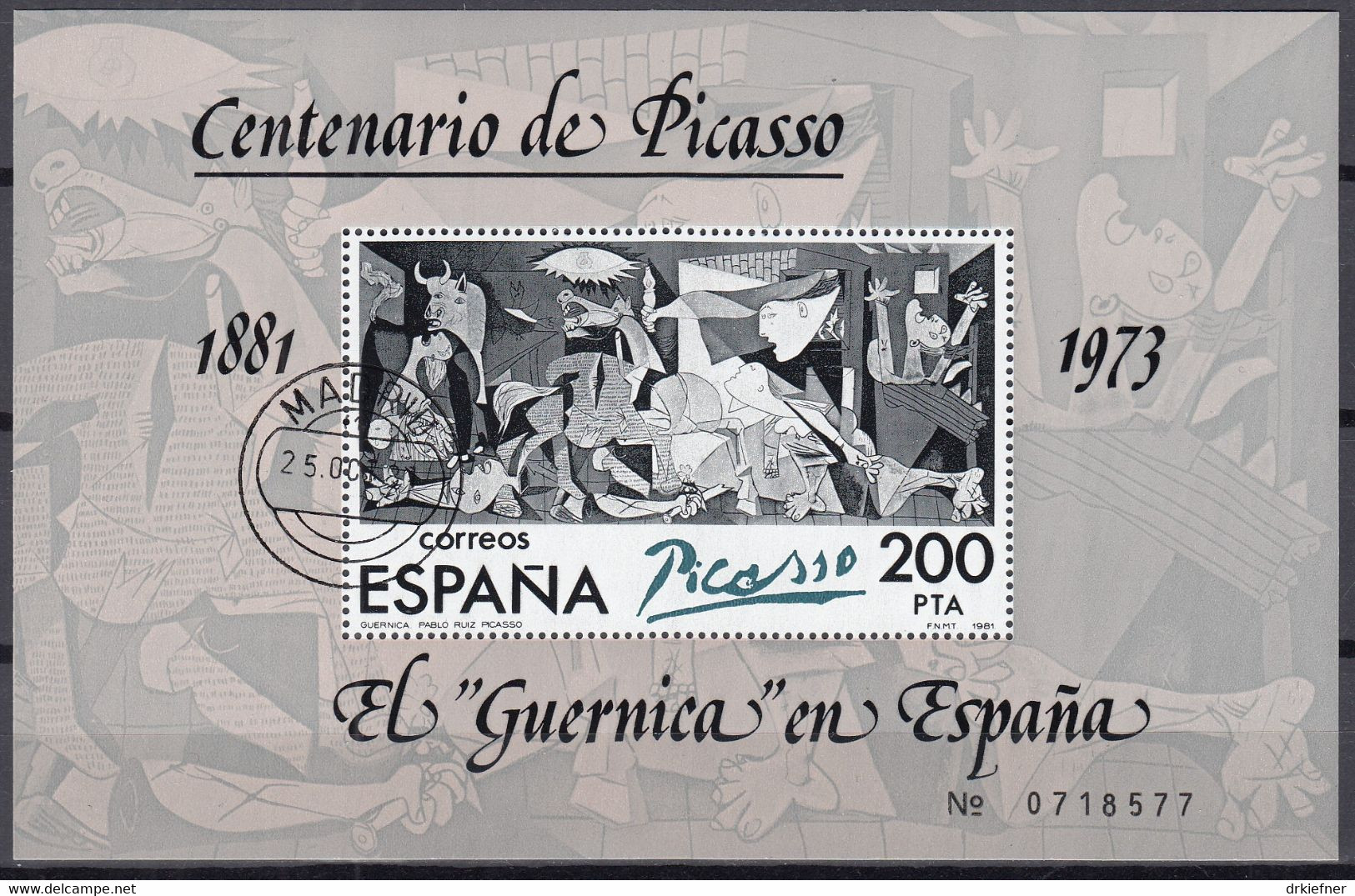 SPANIEN  Block 23 I, Gestempelt, 100. Geburtstag Von Pablo Picasso 1981 - Blocs & Feuillets