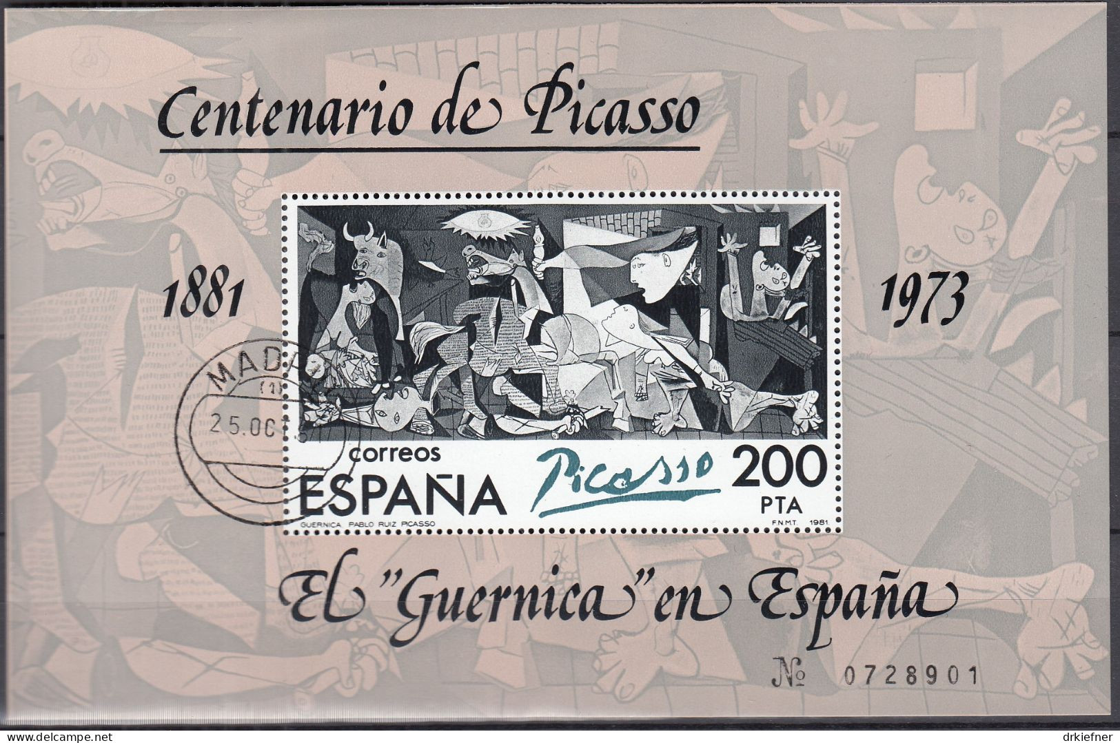 SPANIEN Block 23 II, Gestempelt, 100. Geburtstag Von Pablo Picasso 1981 - Blocks & Sheetlets & Panes