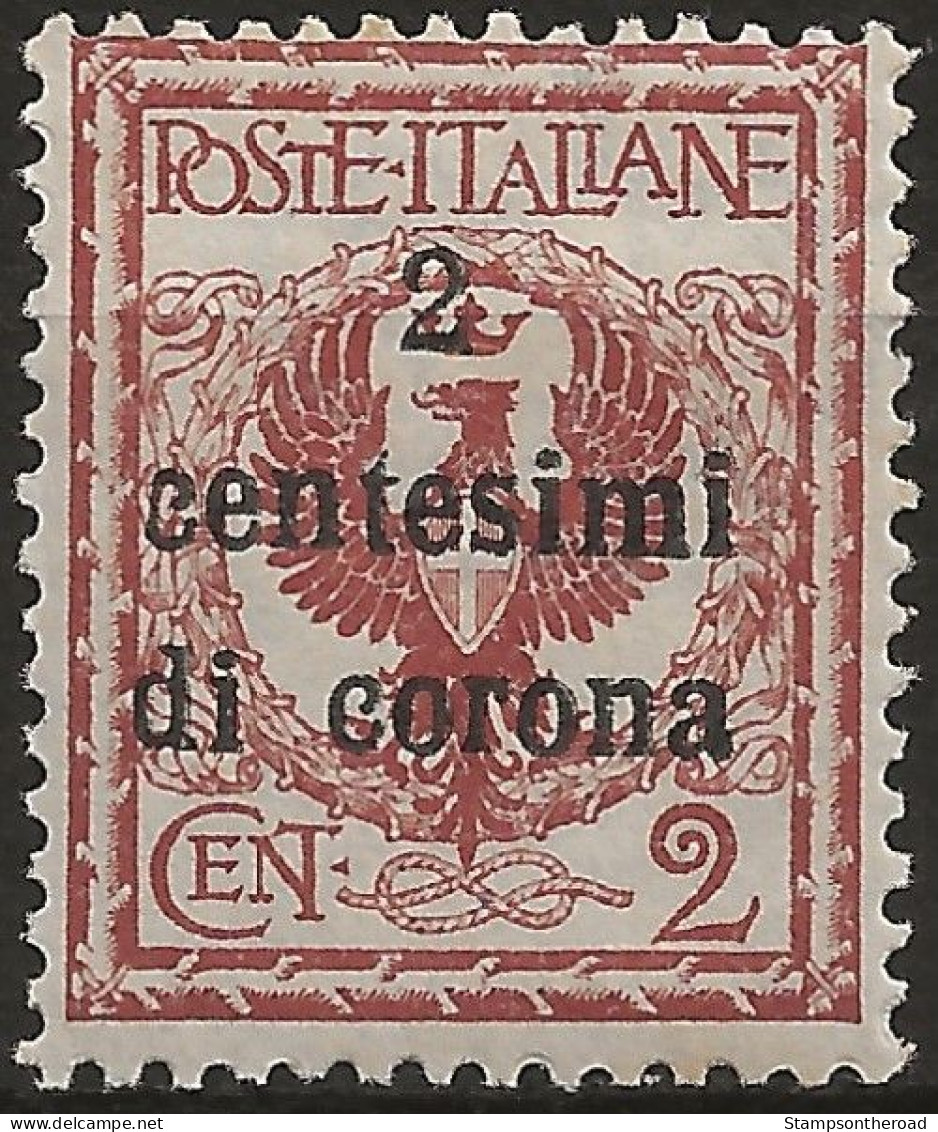 TRTT2NB,1919 Terre Redente - Trento E Trieste, Sassone Nr. 2, Francobollo Nuovo Senza Linguella **/ Centratura Discreta - Trento & Trieste