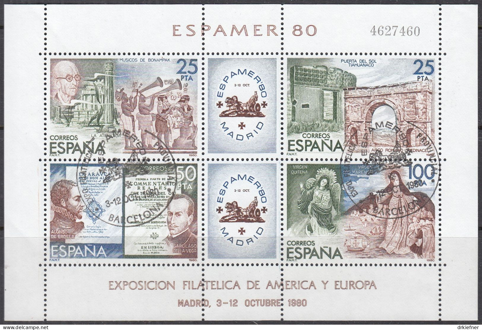 SPANIEN  Block 21, Gestempelt, Internationale Briefmarkenausstellung ESPAMER ’80, Madrid 1980 - Blocks & Sheetlets & Panes