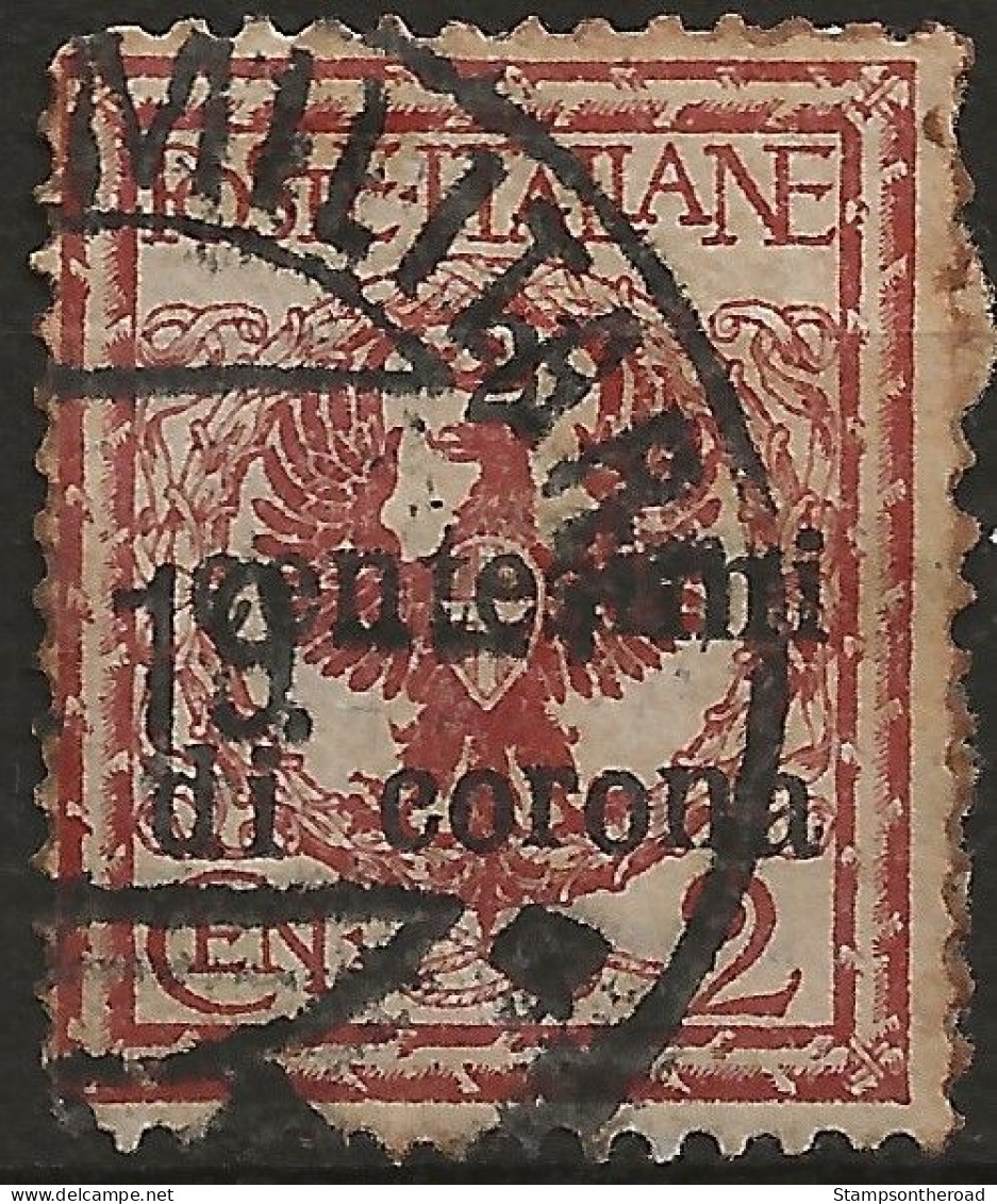 TRTT2UPM,1919 Terre Redente - Trento E Trieste, Sassone Nr. 2, Francobollo Usato Per Posta °/ Annullo Posta Militare - Trentino & Triest