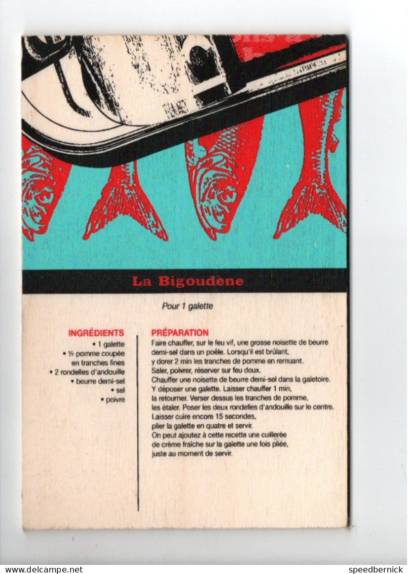 28870 Recette Galette Bigoudene -carte En Bois - Bretagne Pont L'abbé 29 Quimper - Karen Créations - - Recettes (cuisine)