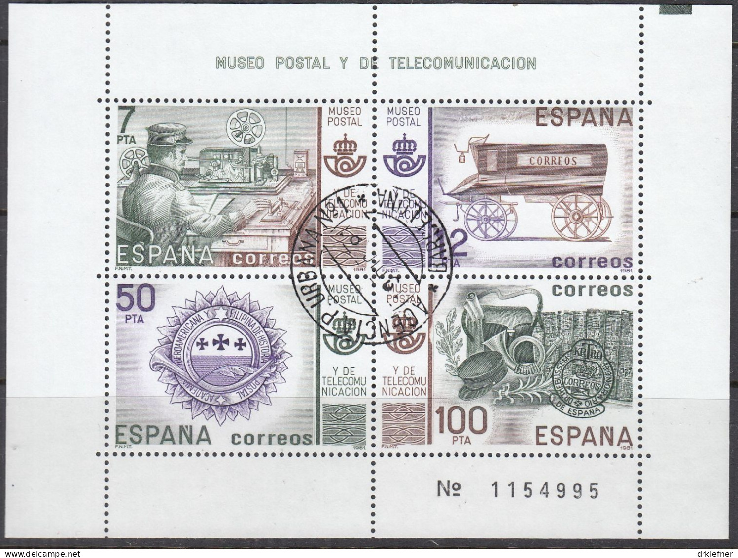 SPANIEN  Block 24, Gestempelt, Post- Und Fernmeldemuseum, Madrid 1981 - Blocks & Sheetlets & Panes