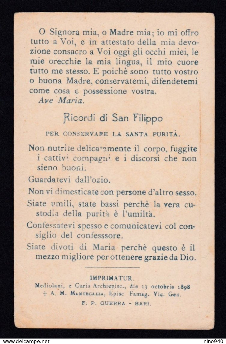 Santino/holycard: S. FILIPPO NERI - E - PR - Cromolitografia - Mm. 70 X 110 - Religion & Esotérisme