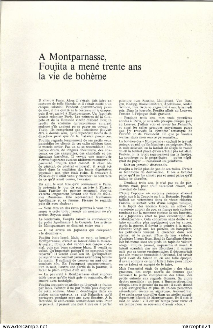 ART + PEINTURE =  Léonard FOUJITA = Article De Presse 8 Pages - LA VIERGE DE REIMS + Montparnasse + BAPTEME En 1959 - Art Religieux