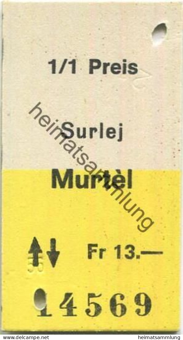 Schweiz - Surlej Murtèl Und Zurück - LSC Surlej-Silvaplana-Corvatsch AG - 1/1 Preis Fr. 13.- - Europa