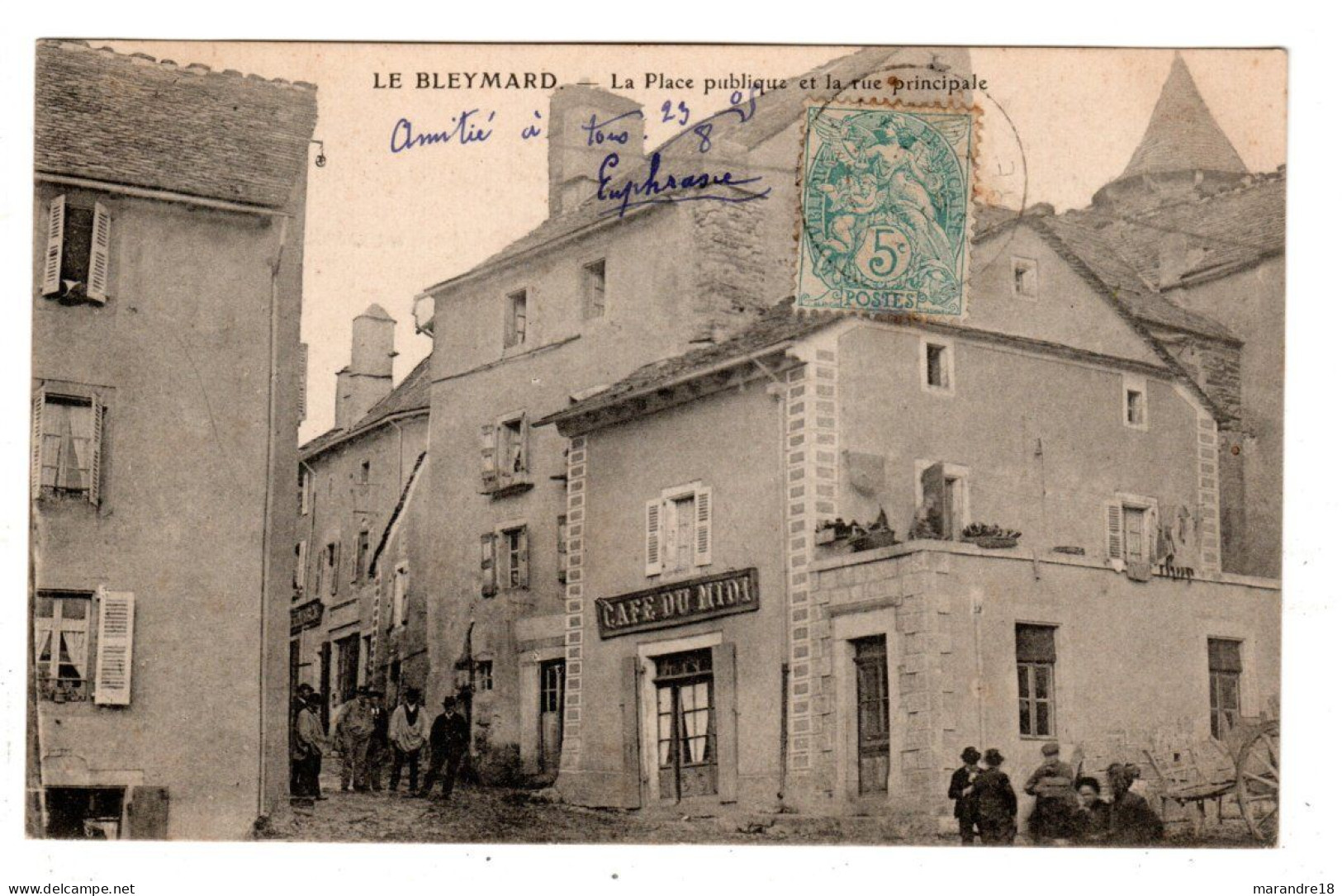 Le Bleymard , Place Publique Et Café Du Midi - Le Bleymard