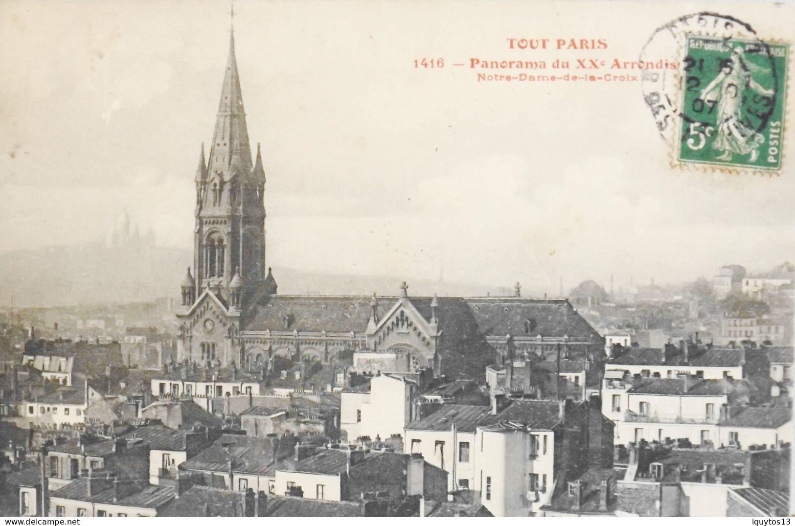 CPA - TOUT PARIS - N° 1416 - Panorama Du XXe Arrondissement - Notre-Dame-de-la-Croix - (XXe Arrt) - Coll. F. Fleury -TBE - Arrondissement: 20
