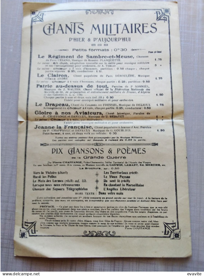 Partition - Le Régiment De SAMBRE & MEUSE Chanson De Lucien Fugère - Partitions Musicales Anciennes