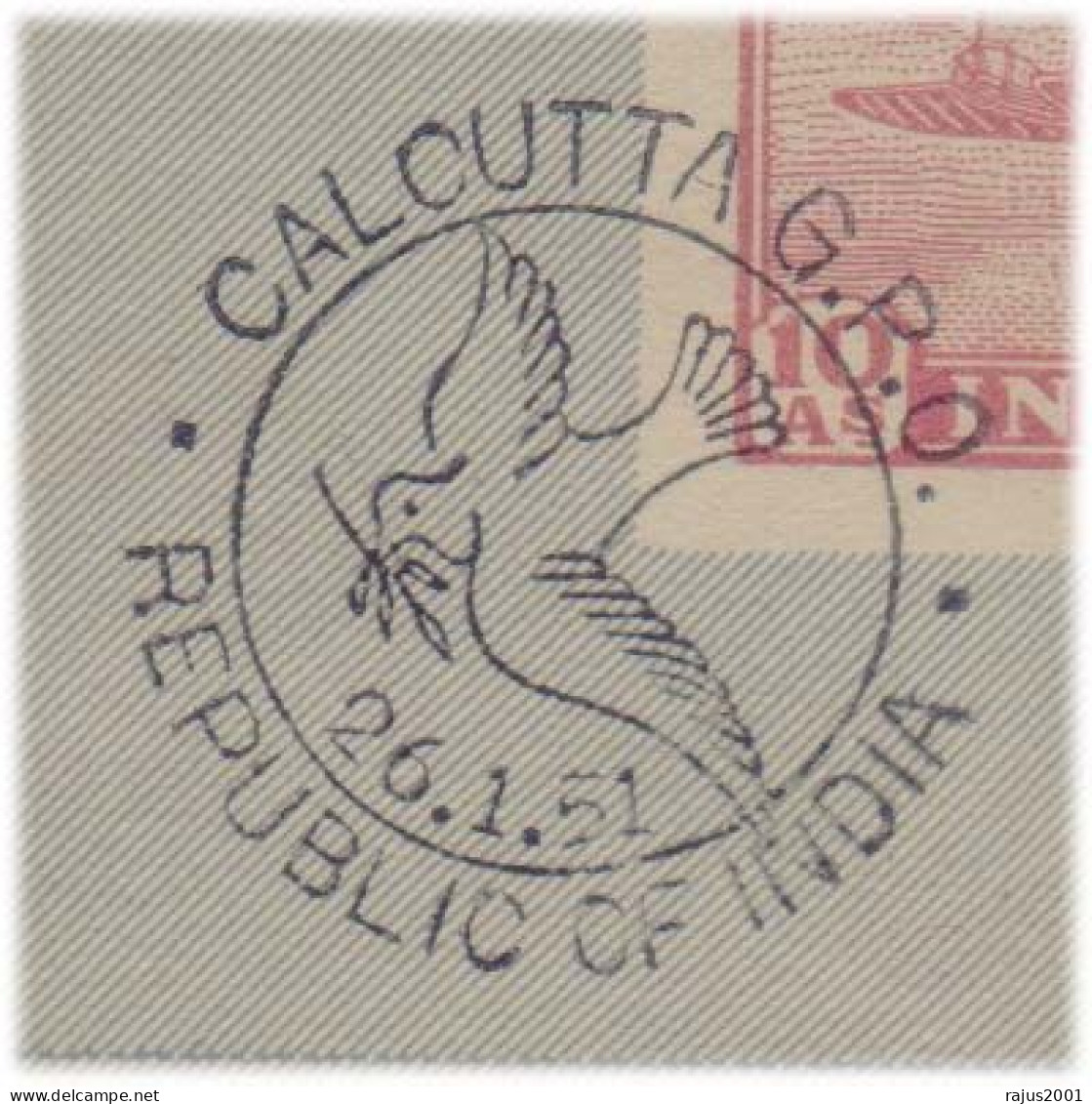 First Anniversary Of India's Republic Was Celebrated On January 26, 1951, Republic Of India Aerogramme Air Letter 1951 - Storia Postale