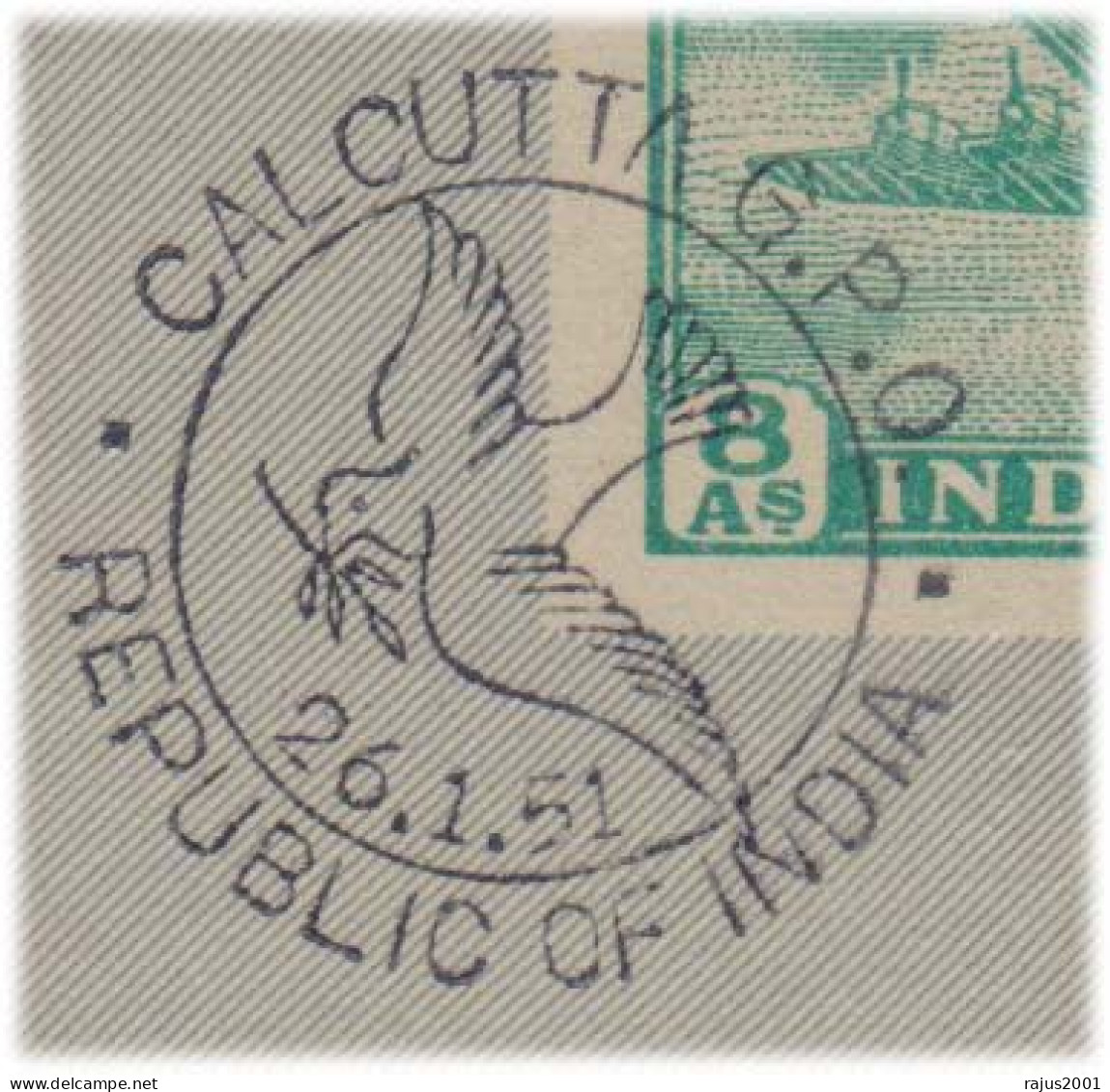 First Anniversary Of India's Republic Was Celebrated On January 26, 1951, Republic Of India Aerogramme Air Letter 1951 - Storia Postale