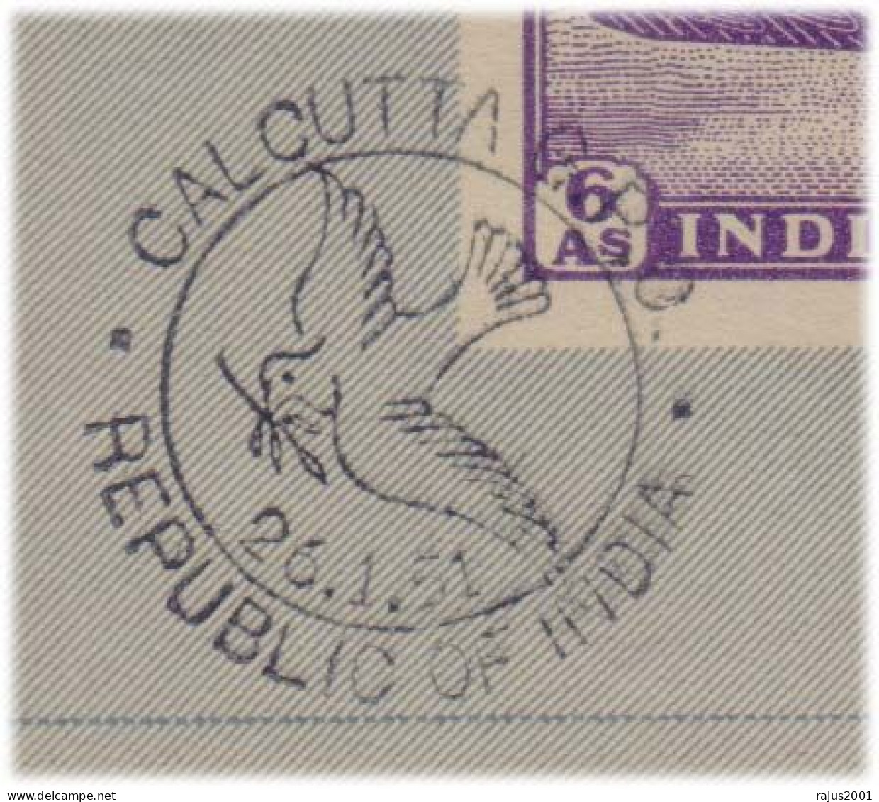 First Anniversary Of India's Republic Was Celebrated On January 26, 1951, Republic Of India Aerogramme Air Letter 1951 - Storia Postale