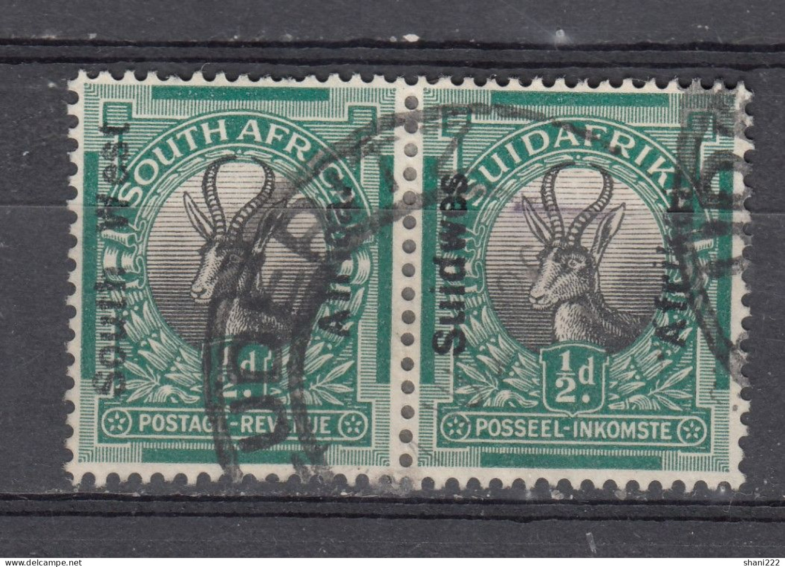 South West Africa 1924 - Overprinted 1/2d Pair, Vf Used (e-726) - Südwestafrika (1923-1990)