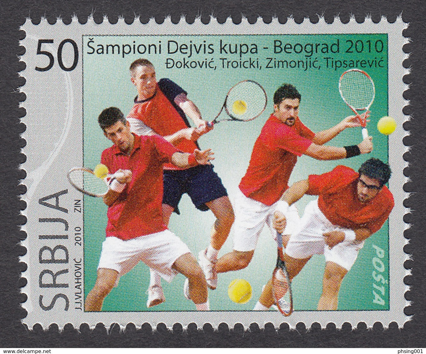 Serbia 2010 Davis Cup Winners Sport Tennis Novak Djokovic Tipsarevic Troicki Zimonjic, MNH - Tennis