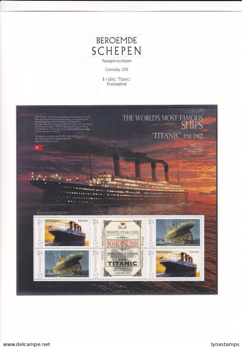 SA03 Grenada 2011 Worlds Famous Ships Titanic Souvenir Sheet - Grenada (1974-...)