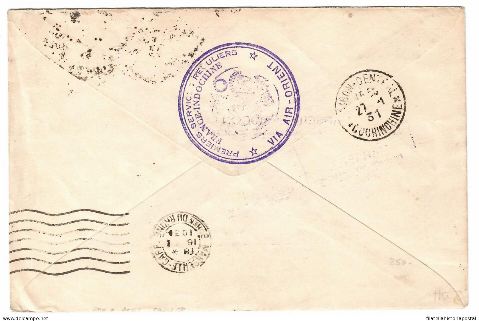 2515 FRANCE FRANCIA FRANCAISE MARSEILLE SAIGON SAIGÖN INDOCHINE AIR MAIL  AVION VIA AIR ORIENT - Covers & Documents