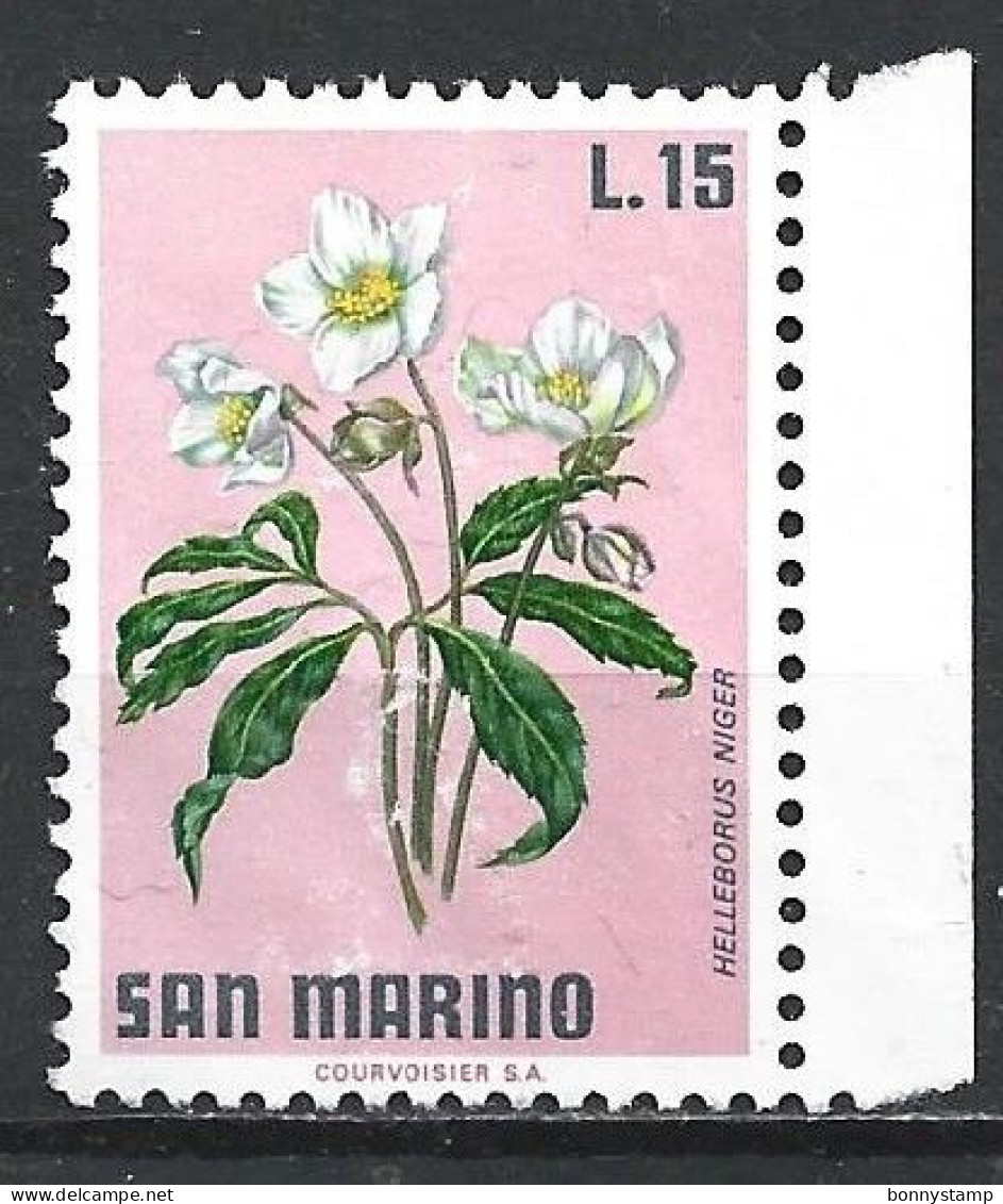 San Marino, 1971 - 15l Helleborus Niger - Nr.842 MNH** - Unused Stamps