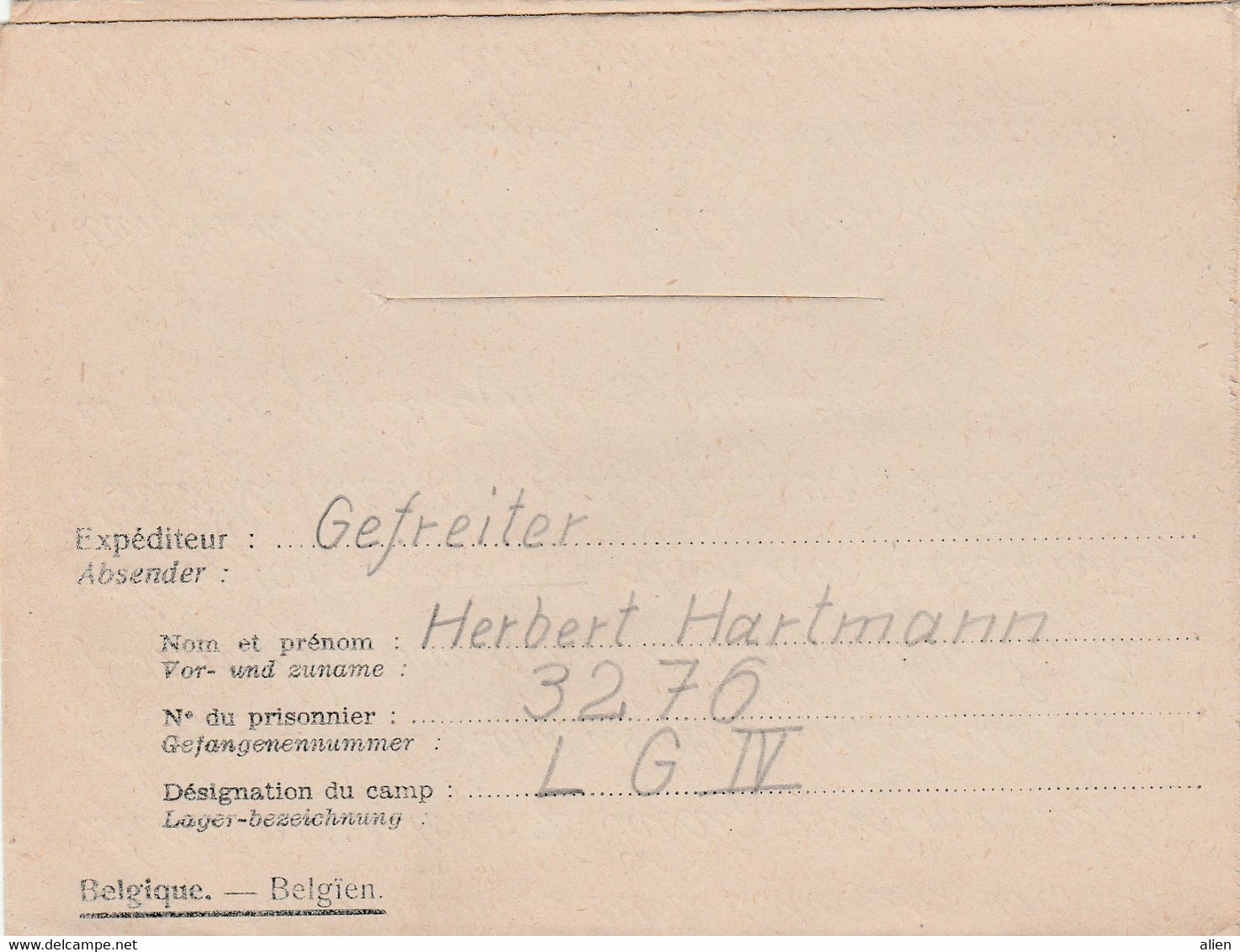 Duitse Krijgsgevangene Na WOII In Kamp LGIV = Tilleur Met Belgische Censuur Gekroonde "Passé CPC" - Guerra '40-'45 (Storia Postale)