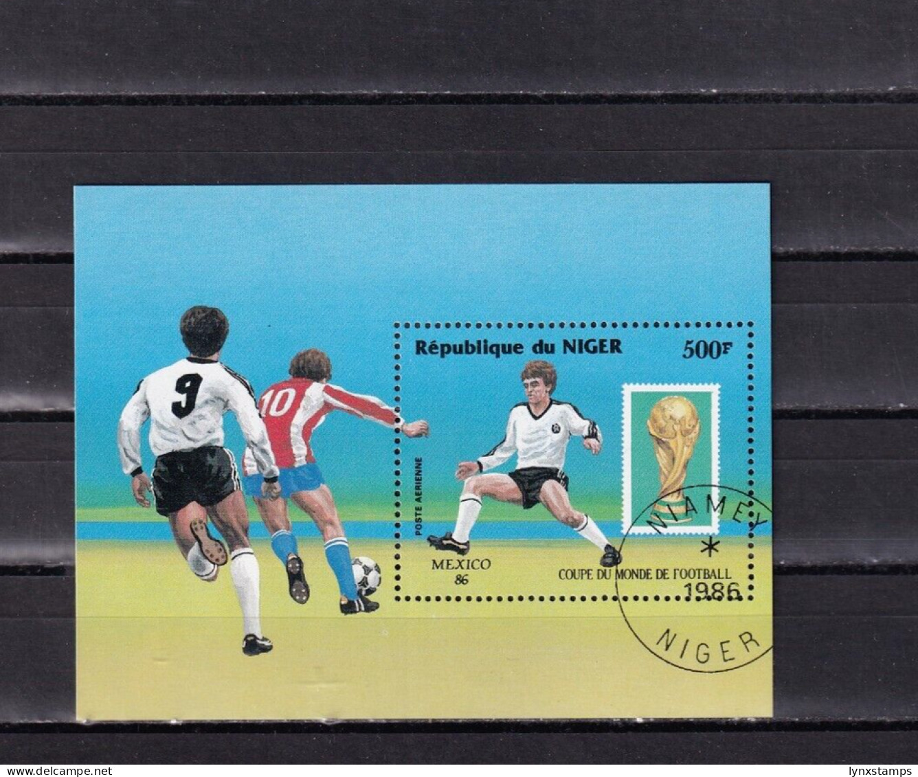 SA03 Niger 1986 Airmail - Football World Cup - Mexico 1986 Minisheet Used - Níger (1960-...)