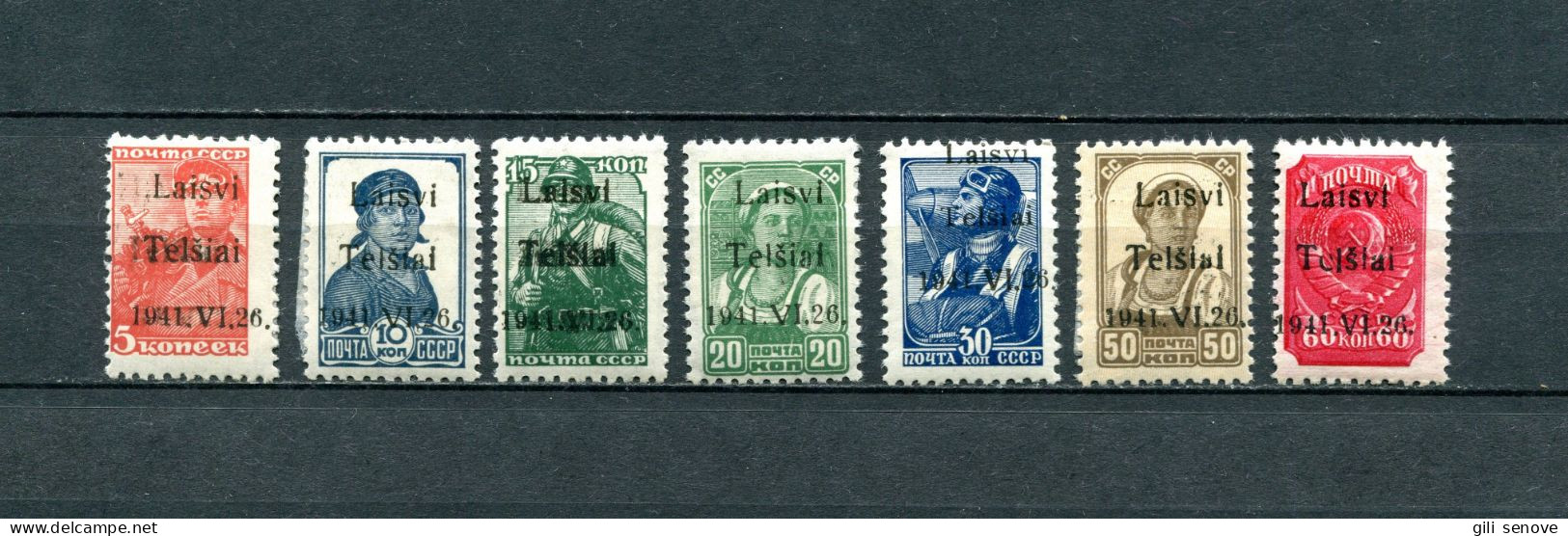 Lithuania 1941 WWII German Occupation Telsiai Mi. 1-7 MH* - Lithuania