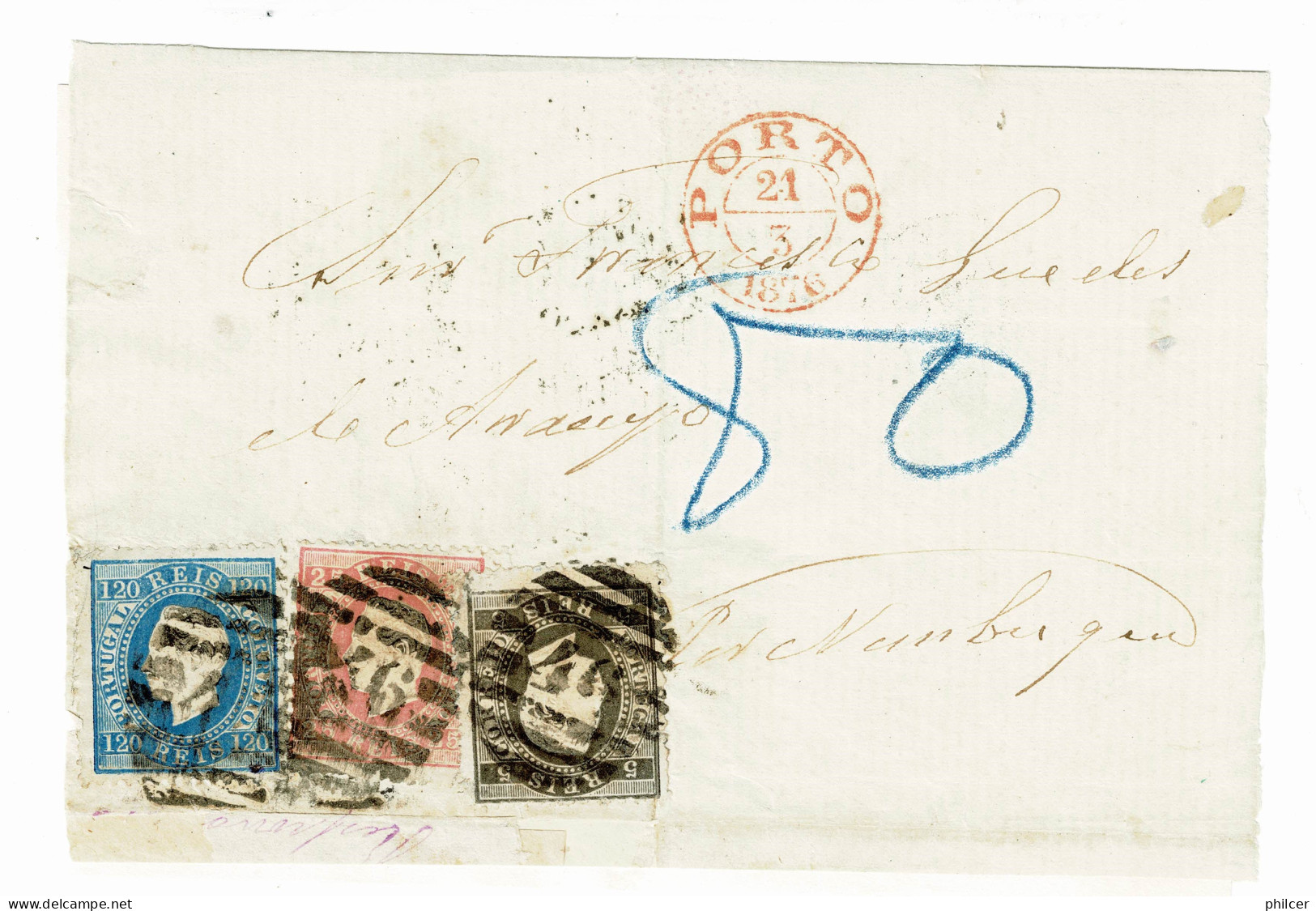 Portugal, 1876, # 36, 40, 44, Para Pernambuco, Com Certificado - Covers & Documents