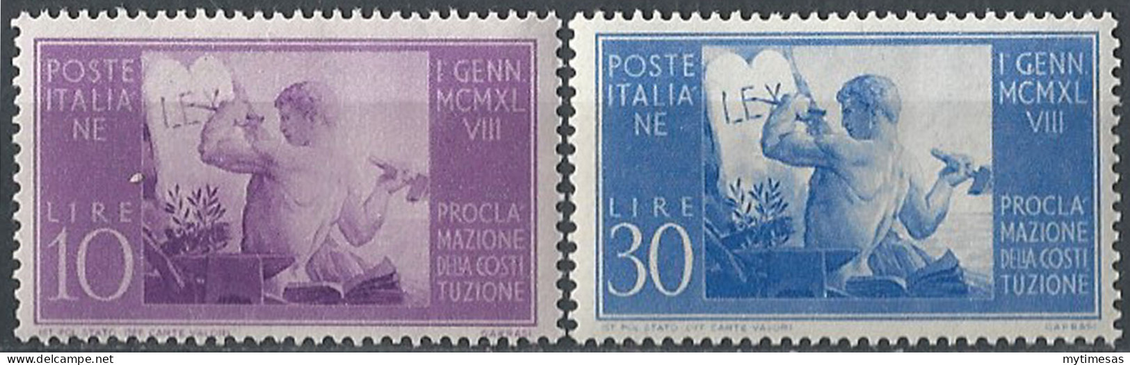 1948 Italia Costituzione MNH Sassone N. 578/79 - 1946-60: Mint/hinged