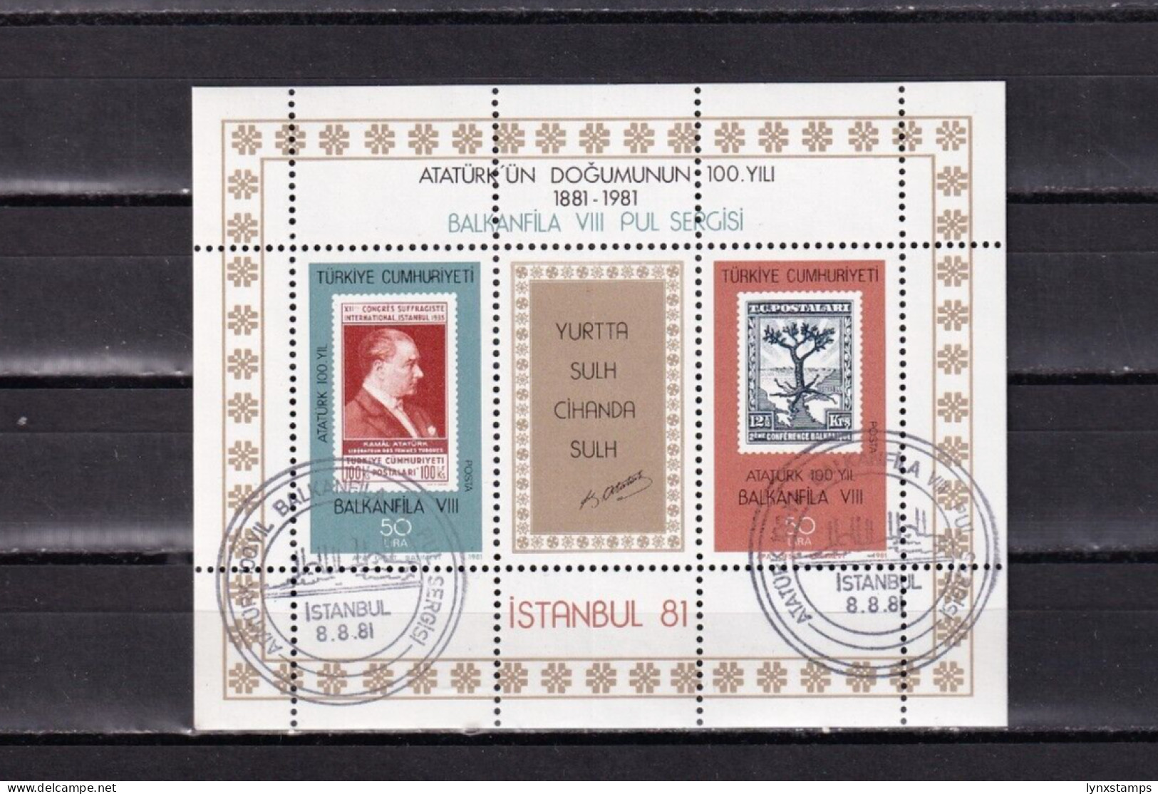 SA03 Turkey 1981 Balkanfila VIII Stamp Exhibition, Ankara Minisheet Used - Oblitérés
