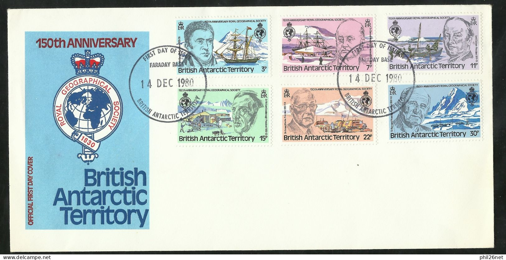 BAT British Antartic Teeritory FDC Lettre Premier Jour 14/12/1980   N°    78 à 83   B/TB  Voir Scans Soldé ! - FDC