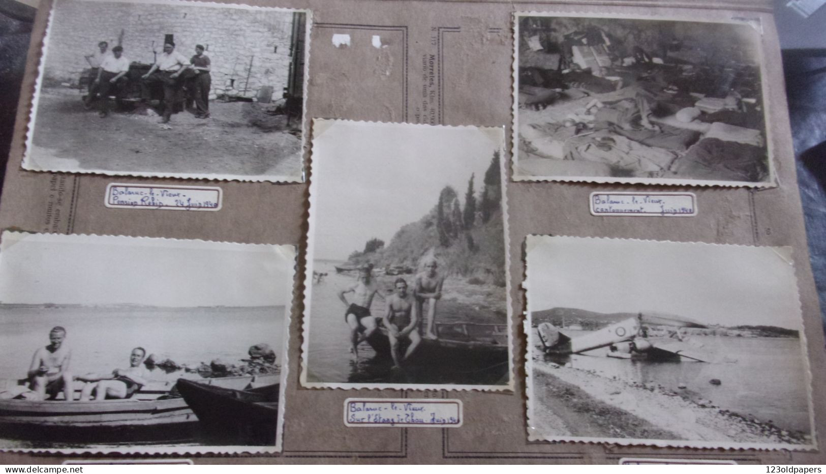 WWII RARE 5 PHOTOS AMATEUR 1940 GUERRE BALARUC LE VIEUX HYDRAVION ACCIDENTE CANTONNEMENT PENSION ROBIN FERME JUIN 1940 - Autres & Non Classés