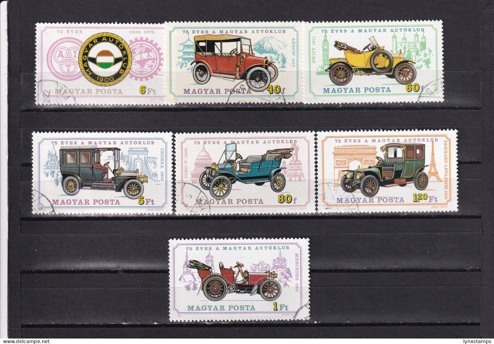 SA03 Hungary 1975 The 75th Anniversary Of The Hungarian Auto Club Old Cars Used - Gebraucht