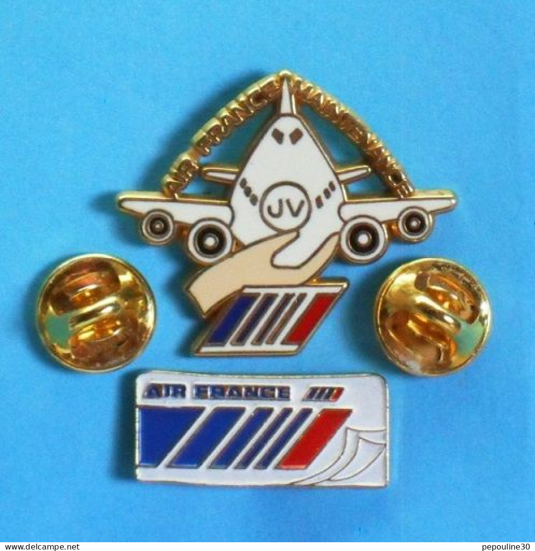 2 PIN'S //  ** AIR FRANCE / MAINTENANCE / JV // BILLET D'AVION ** . (Made In France // Prodimport) - Avions