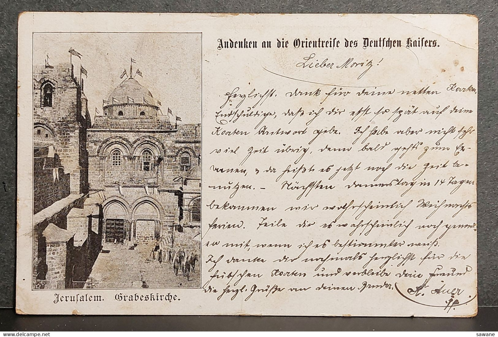 JERUSALEM , GRABESKIRCHE , ANDEKEN A N DIE ORIENTREISE DES DEUTSCHEN KAISERS ,  LOT 266 - Palestina