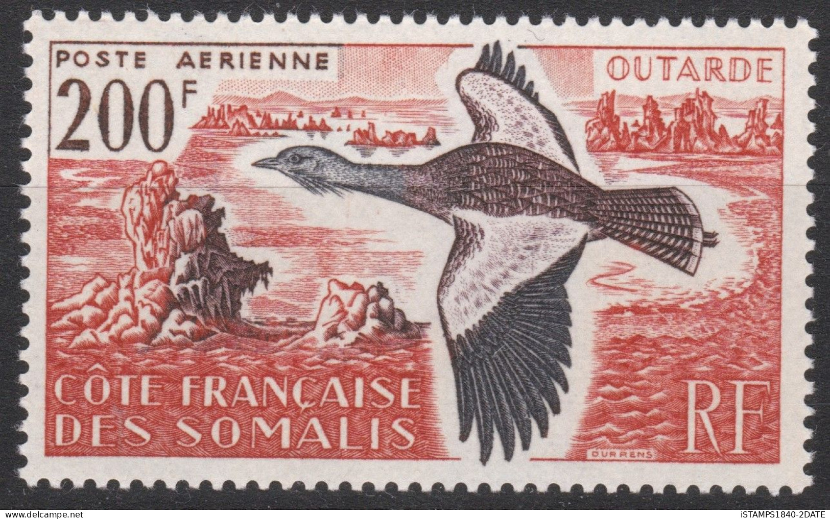 001091/ French Somali Coast 1960 Sg448 200f Brown Black & Orange MNH Cv £27 - Somalia (1960-...)