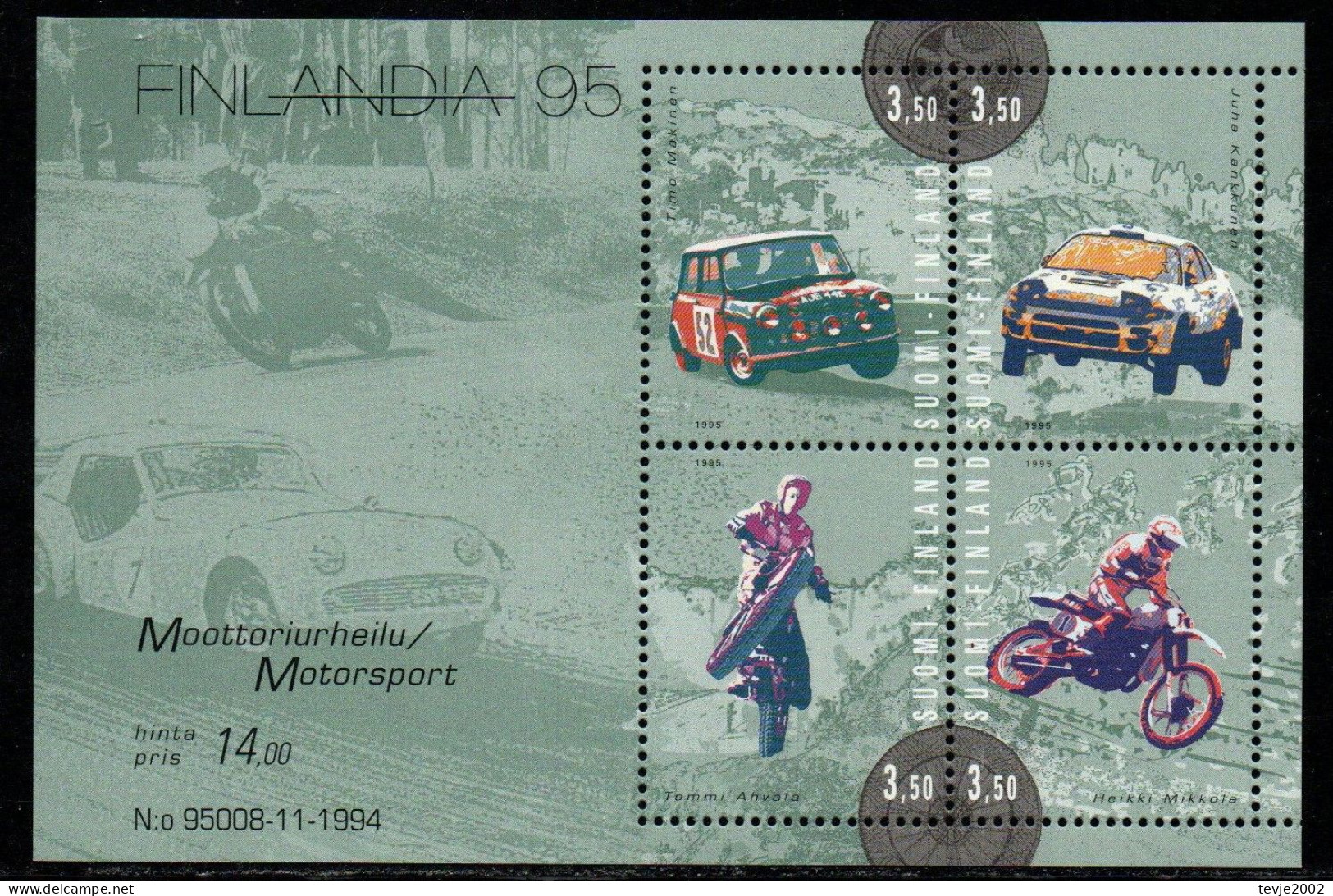 Finnland Suomi 1995 - Mi.Nr. Block 16 - Postfrisch MNH - Sport - Blocks & Kleinbögen